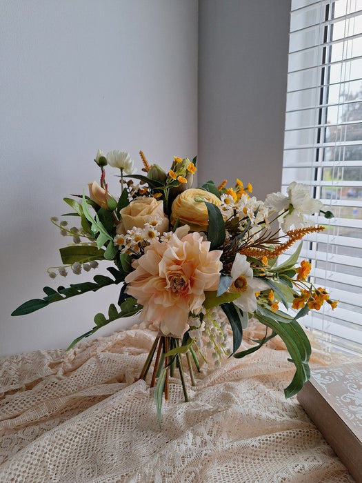 Hand-Made Peach\Yellow Wedding Flowers from the ARTIFICIAL EDEN collection