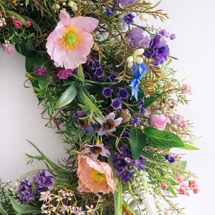 Wild Meadow Spring Wreath – Handmade Pink & Purple Floral Door