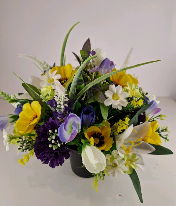 Hand-Made Grave Pot Memorial Flowers from the ARTIFICIAL EDEN Collection