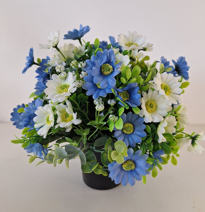 Memorial Grave Tribute with Handmade Flowers | Weatherproof Cemetery Decoration