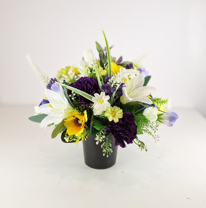 Hand-Made Grave Pot Memorial Flowers from the ARTIFICIAL EDEN Collection