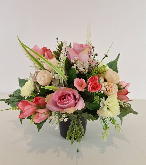 Hand-Made Grave Pot Memorial Flowers from the ARTIFICIAL EDEN Collection