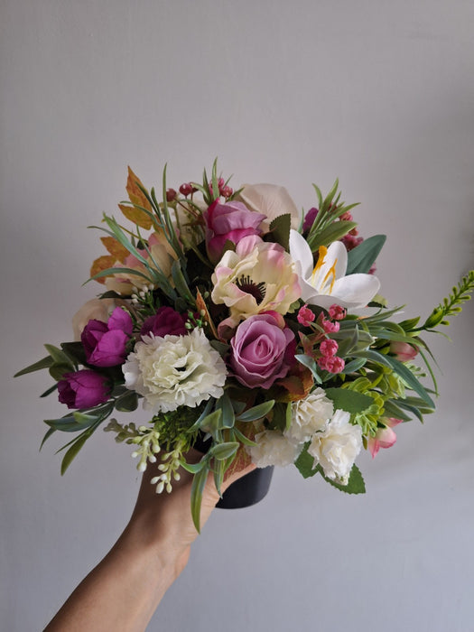 Artificial Eden Grave Flowers Memorial Pot Arrangement Cemetery Tribute Decoration