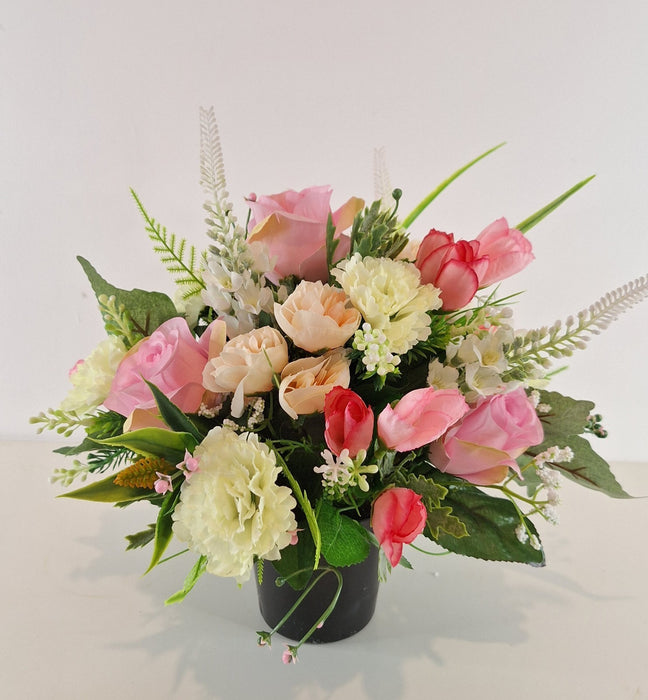 Hand-Made Grave Pot Memorial Flowers from the ARTIFICIAL EDEN Collection