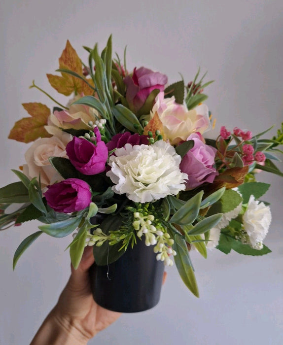 Artificial Eden Grave Flowers Memorial Pot Arrangement Cemetery Tribute Decoration