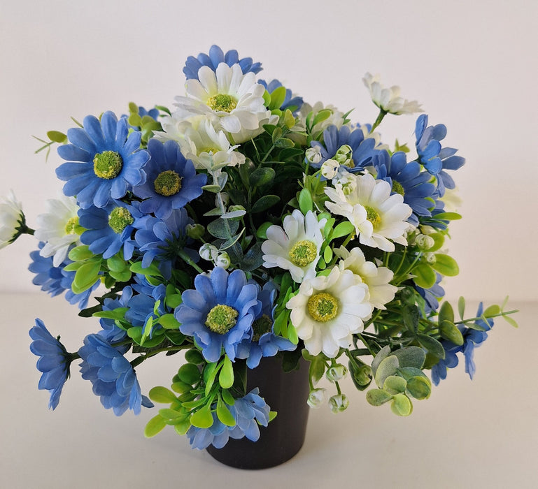 Memorial Grave Tribute with Handmade Flowers | Weatherproof Cemetery Decoration