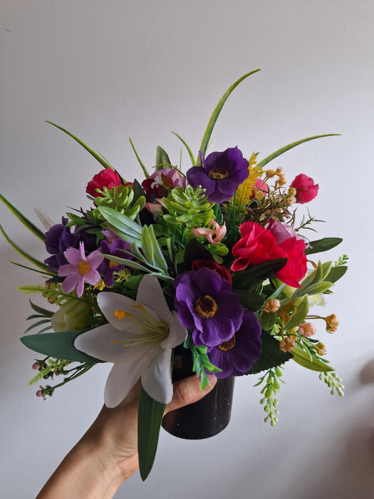 Hand-Made Grave Pot Memorial Flowers from the ARTIFICIAL EDEN Collection