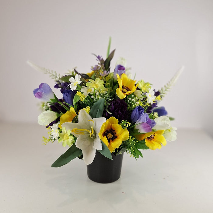 Hand-Made Grave Pot Memorial Flowers from the ARTIFICIAL EDEN Collection