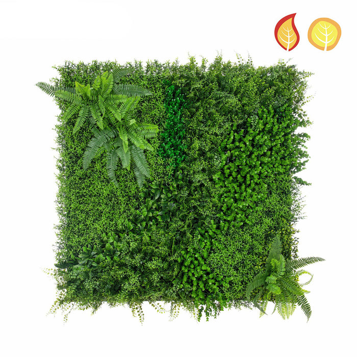 Artificial Green Wall Panel – Fenwick Mix 100 × 100cm UV/FR  Pack of 5
