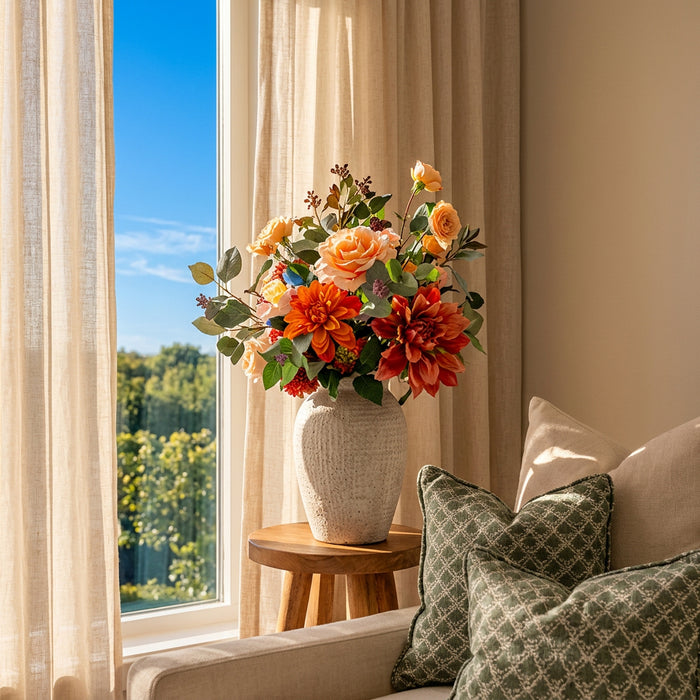 Hydrangea & Dahlia in Vase - 71cm