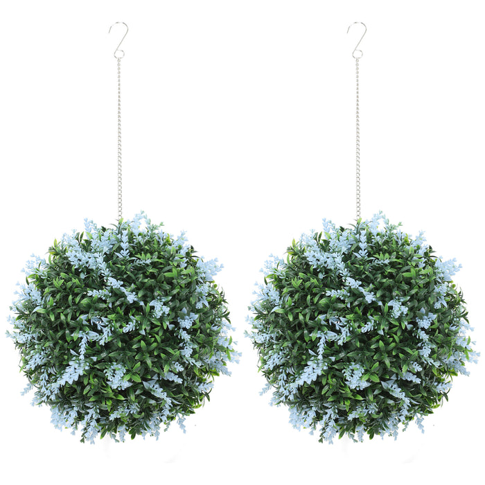 Set of Pair of UV-Protected Blue Faux Topiary Balls