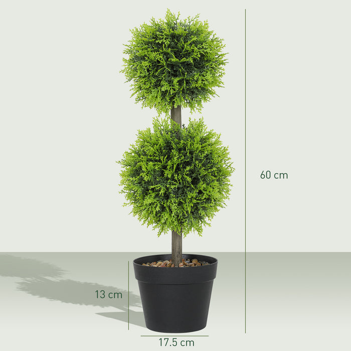 60cm Set of 2 Topiary Ball-shaped Boxwood Trees