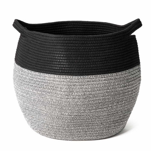 Grey Black Cotton Rope Belly Basket Planter for artificial plants