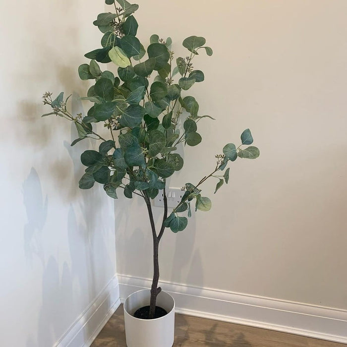 faux eucalyptus tree in elho planter