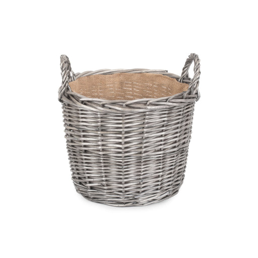 grey wicker basket planter